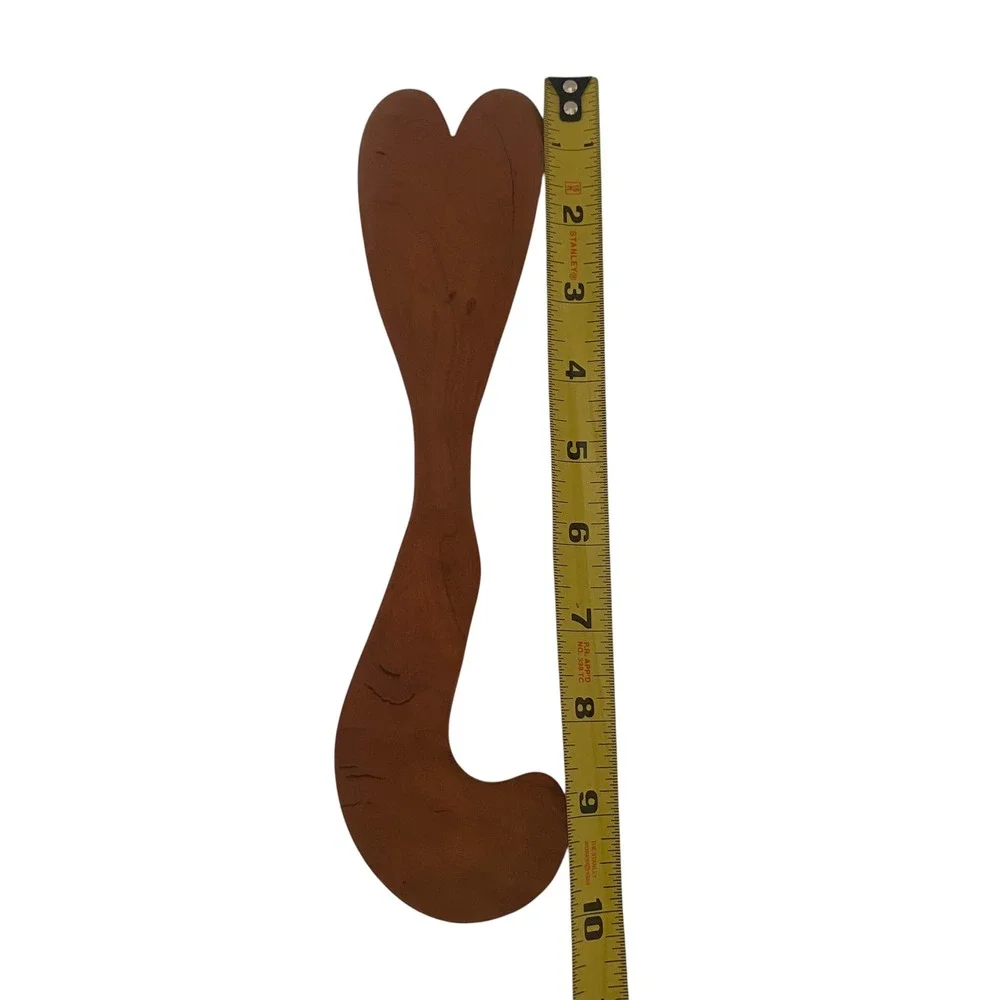 Handmade Curved Wood Heart Salad Server Utensil OvenRack Tool Primitive Brown